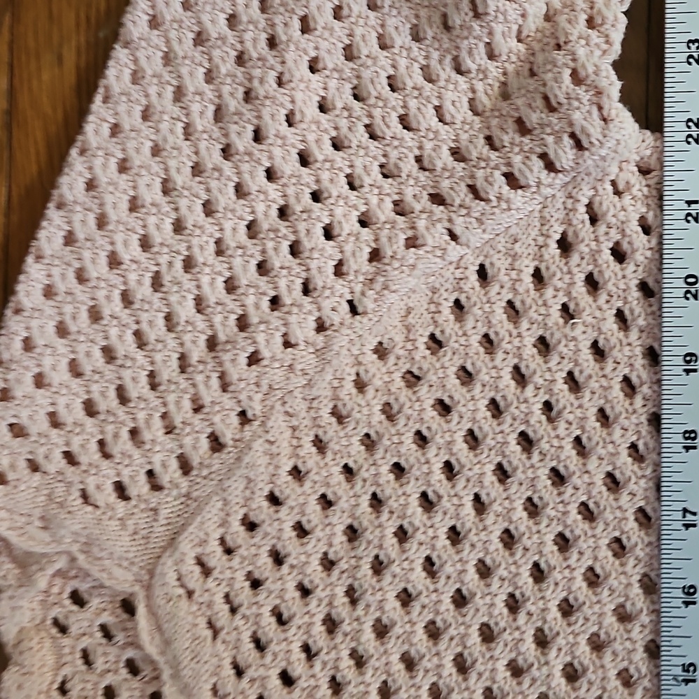 Ann Taylor LOFT Soft Pink Cotton Crochet Long Sleeves Sweater Size XL - Picture 3 of 7